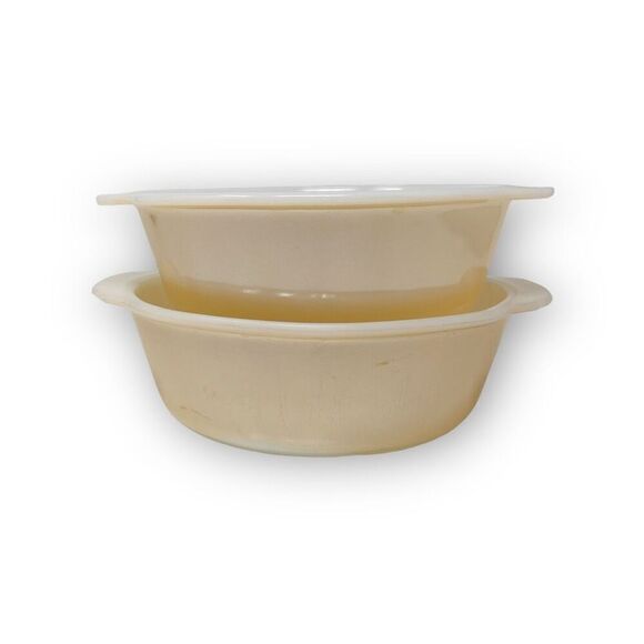 Vintage Fire King Peach Luster Casserole Dish Lot of 2 1.5 & 2 Qt Anchor Hocking - Picture 3 of 10